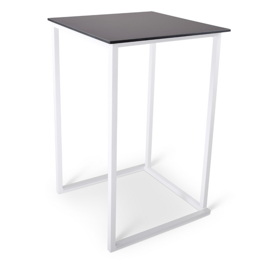 Statafel stapelbaar voorzien van wit frame en donker teak-look blad