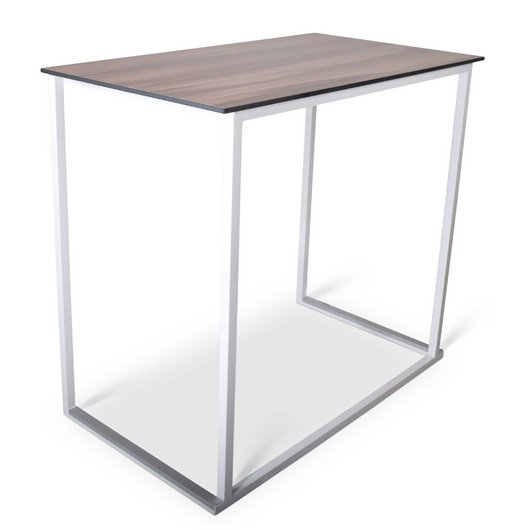 Statafel stapelbaar voorzien van wit breed frame en warm eiken-look blad