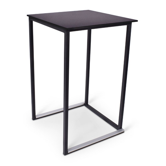 Bari statafel stapelbaar voorzien van zwart metalen frame en zwart melamine blad