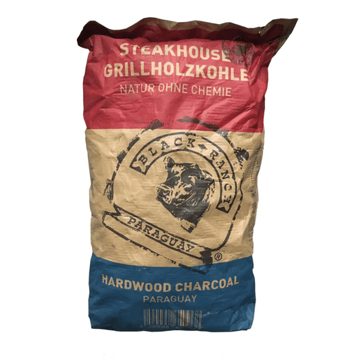 Black Ranch quebracho houtskool 15 kg – premium barbecue houtskool uit Paraguay met lange brandduur en hoge hitte, ideaal voor kamado en steakhouse-grillen.
