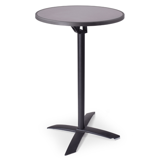 Statafel met kantelbaar blad van ø 70 cm mlit antraciet. zwart frame, kruispoot.