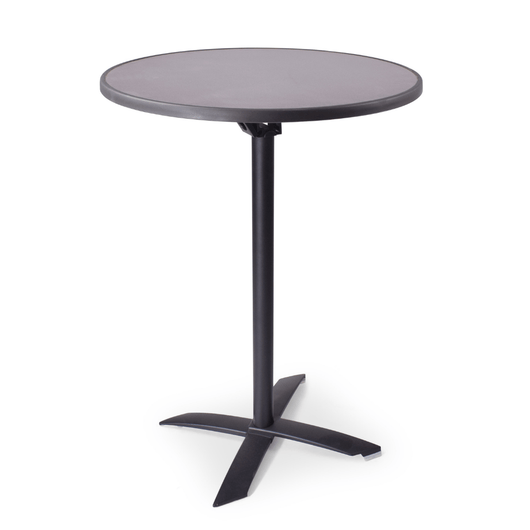 Statafel met kantelbaar blad van ø 80 cm mlit antraciet. zwart frame, kruispoot.