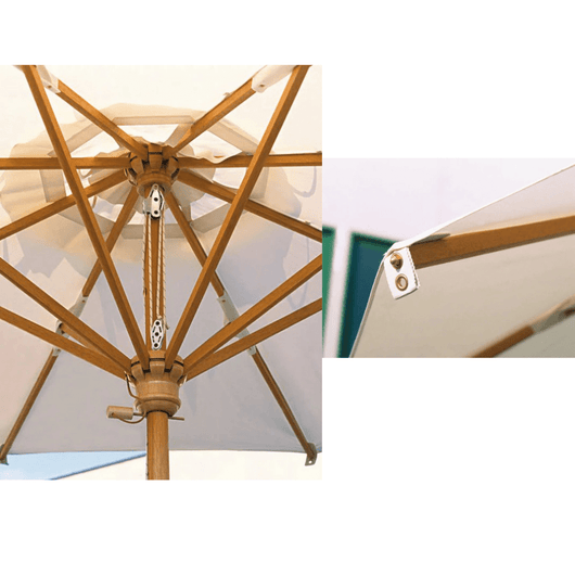 detailfotos van de houtstokparasol 