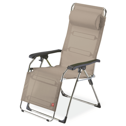 Relaxstoel - ligstoel Amida. Aluminium frame met kunststof armleggers en textileen dek. Kleur: taupe