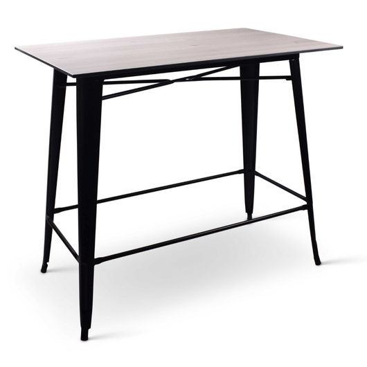 Stapelbare statafel Gandria met zwart frame voorzien van voetsteunen en compact blad van 120 x 70 cm. Kleur: grijs eiken.