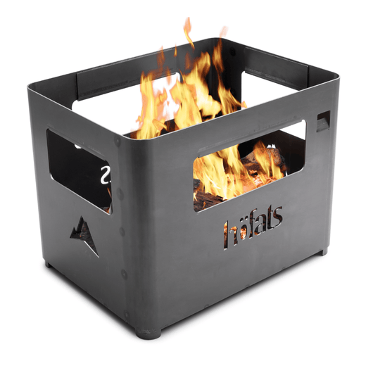 Corten stalen Beer Box vuurschaal van Höfats met brandend vuur