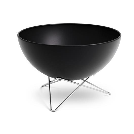 Höfats Bowl vuurschaal. Zwart geëmailleerd schaal met rvs ster voet.