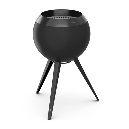 Höfats MOON 45 vuurkorf zwart met hoge roestvrijstalen standaard – rookvrije design vuurkorf met houtvergassingstechnologie