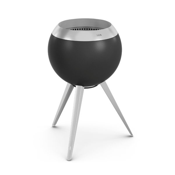 Höfats MOON 45 vuurkorf roestvrijstaal met hoge roestvrijstalen standaard – rookvrije design vuurkorf met houtvergassingstechnologie