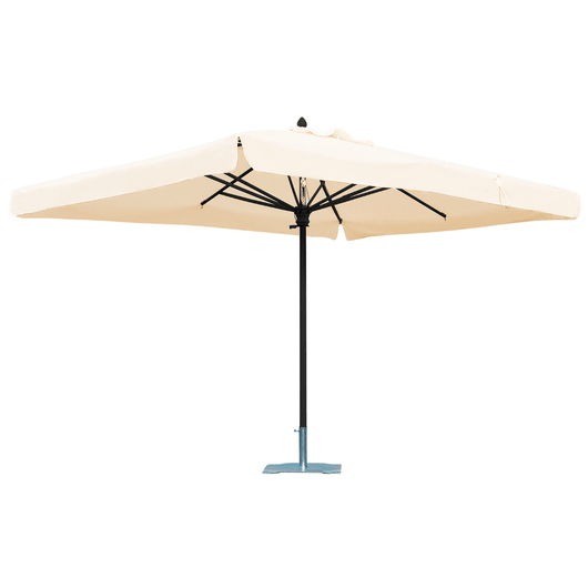 Scolaro parasol Napilo met aluminium antraciet middenmast. ecru doek met volant.