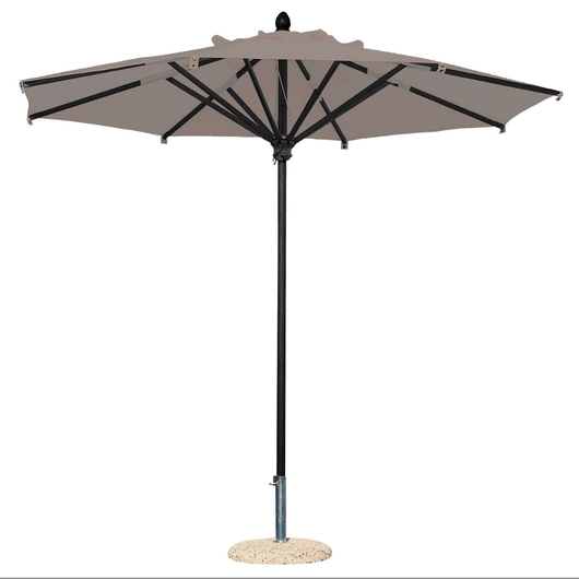 Scolaro parasol Napilo met aluminium antraciet middenmast. Ø350 cm taupe doek.