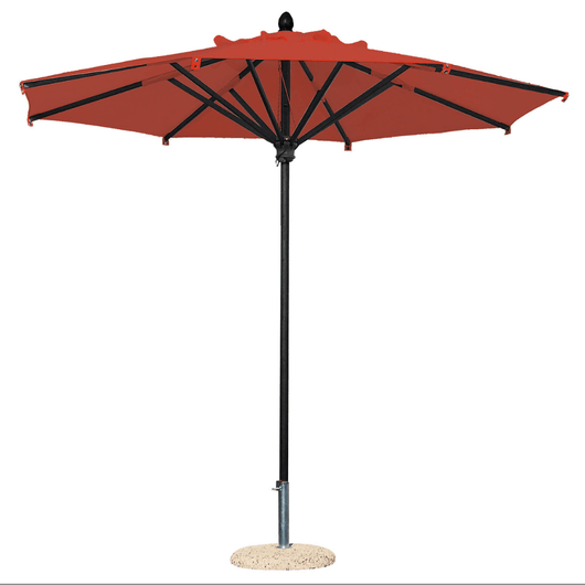 Scolaro parasol Napilo met aluminium antraciet middenmast. Ø350 cm terracotta doek.