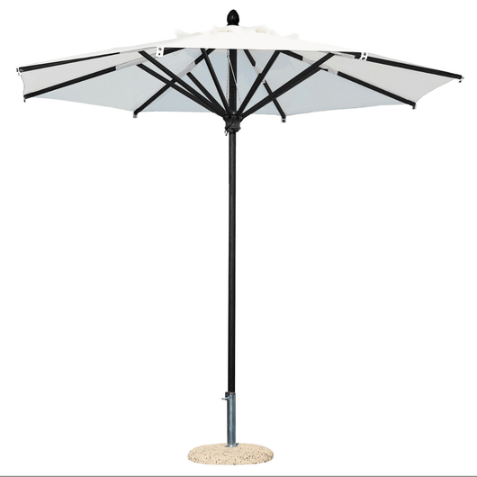 Scolaro parasol Napilo met aluminium antraciet middenmast. Ø350 cm wit doek.