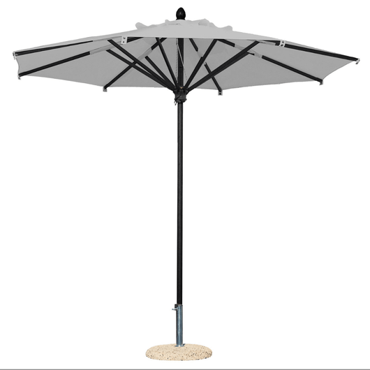 Scolaro parasol Napilo met aluminium antraciet middenmast. Ø350 cm zilvergrijs doek.