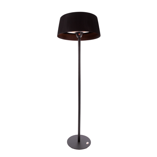 Staande heater zwart met stoffen kap.