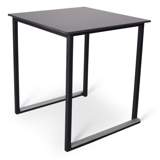 Terrastafel stapelbaar voorzien van zwart frame en Japanse den compact blad: Afmeting: 70 x 70 cm. 
