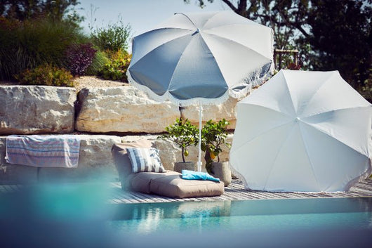 Jan Kurtz parasol Retro Ìü 200 cm - lichtgrijs en wit