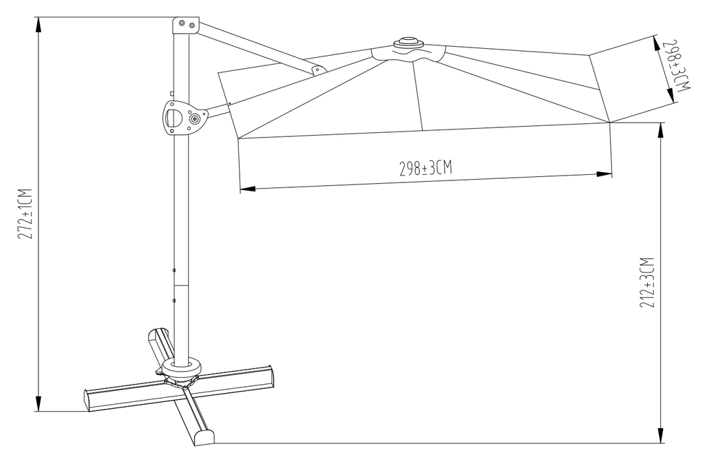 OPRUIMING Parasol Roma - zweef - Partyfurniture