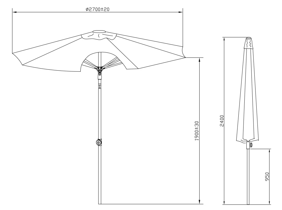 Sorara parasol Valencia Balcony 270 cm - Partyfurniture