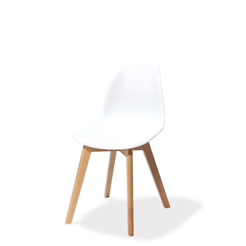 witte trendy stapelstoel zonder armleuning met houten poten