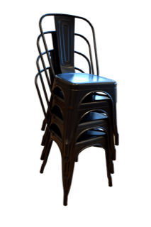 Metalen stapelstoel zwart gestapeld