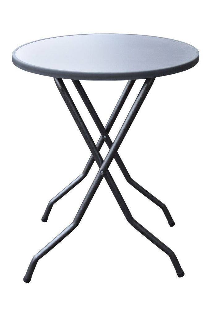 Ronde statafel met antraciet blad en grijs hamerslag onderstel Ìü80x110cm voor binnen en buiten gebruik
