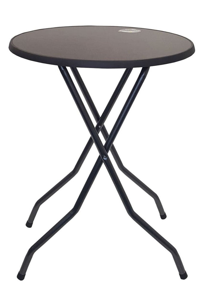 Ronde statafel met pizarra blad en grijs hamerslag onderstel Ìü85x110cm voor binnen en buiten gebruik