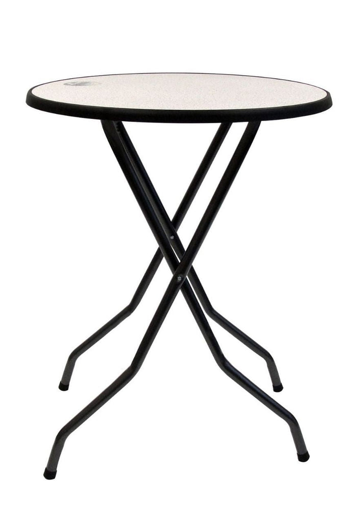 Ronde statafel met graniet blad en grijs hamerslag onderstel Ìü85x110cm voor binnen en buiten gebruik