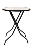 Ronde statafel met graniet blad en grijs hamerslag onderstel Ìü85x110cm voor binnen en buiten gebruik