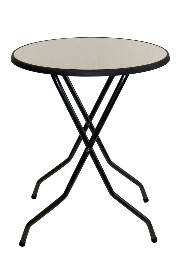 Ronde statafel met metalbrushed blad en grijs hamerslag onderstel Ìü85x110cm voor binnen en buiten gebruik