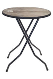 Ronde statafel met vintage blad en grijs hamerslag onderstel Ìü85x110cm voor binnen en buiten gebruik