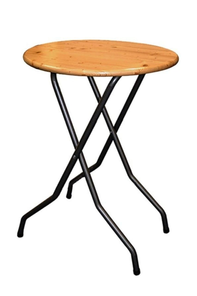 Ronde statafel met grenen blad en grijs hamerslag onderstel Ìü80x110cm voor binnen en buiten gebruik