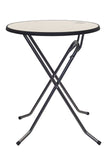 Ronde statafel met graniet blad en grijs hamerslag onderstel Ìü85x107cm voor binnen en buiten gebruik