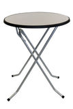 Ronde statafel met metal brushed blad en aluminiumlook onderstel Ìü85x107cm voor binnen en buiten gebruik