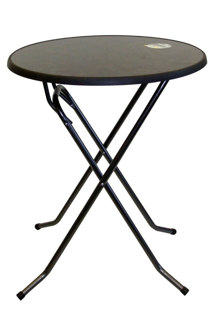 Ronde statafel met pizarra blad en grijs hamerslag onderstel Ìü85x107cm voor binnen en buiten gebruik