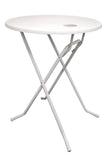 Ronde statafel met wit blad en wit gelakt onderstel Ìü85x107cm voor binnen en buiten gebruik