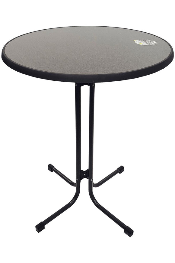 Ronde inklapbare statafel met een punti kleur blad en een grijs hamerslag onderstel. De doorsnede van deze tafel is 85 cm en heeft een hoogte van 110cm.