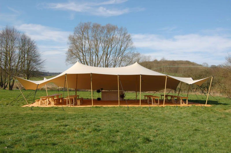 Stretchtent zand gecoat en brandvertragend