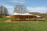 Stretchtent zand gecoat en brandvertragend