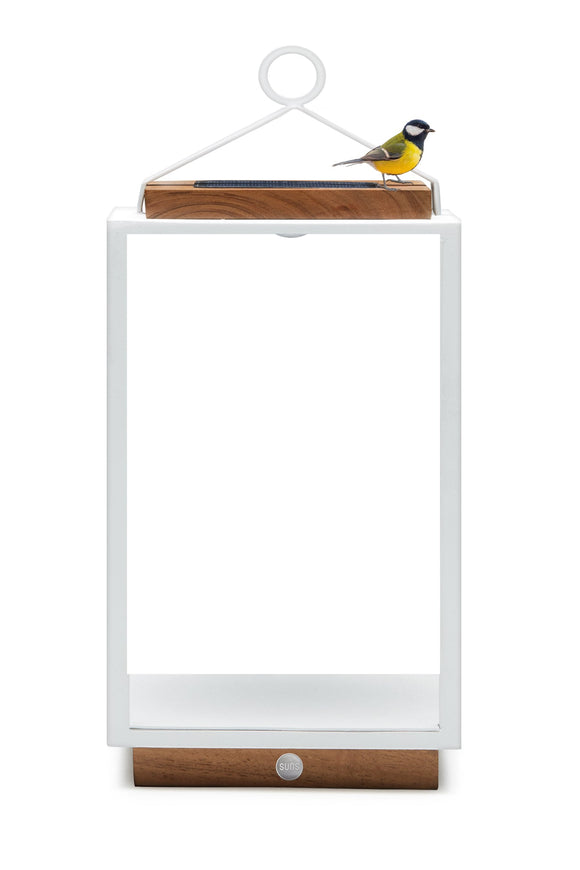 draagbare buitenlamp op zonne-energie wit met teak 70 cm