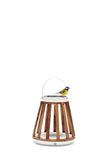 Elegante buitenlamp SUNS Kate, op zonne-energie en gemaakt van aluminium en teak. Wit