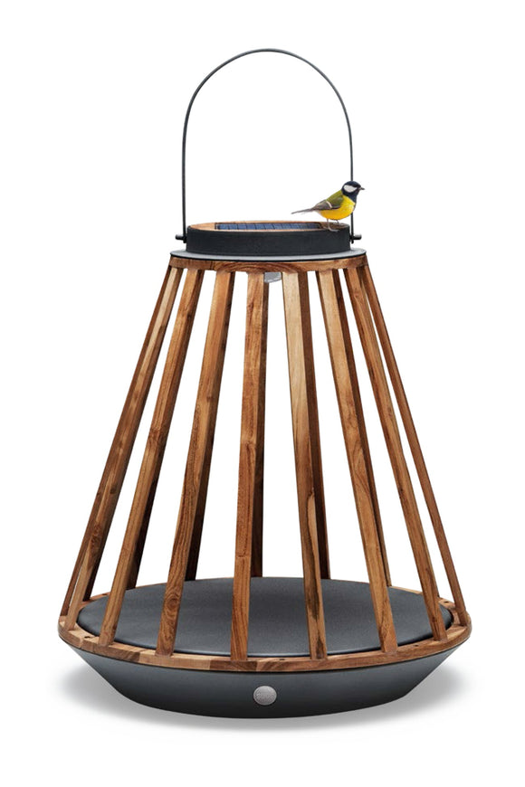 Elegante buitenlamp SUNS Kate, op zonne-energie en gemaakt van aluminium en teak. Antraciet