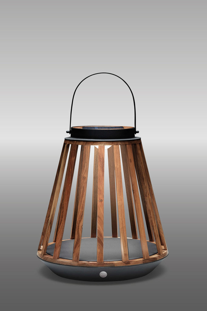 Elegante buitenlamp SUNS Kate, op zonne-energie en gemaakt van aluminium en teak. Antraciet