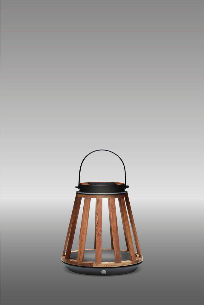 Elegante buitenlamp SUNS Kate, op zonne-energie en gemaakt van aluminium en teak. Antraciet
