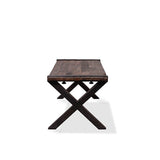 demontabele tafel met hardhouten tafelblad en stalen X frame
